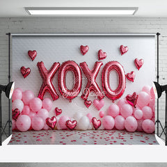 Aperturee - Aperturee Realistic Pink Balloons Xoxo Valentines Day Backdrop