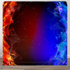 Aperturee - Aperturee Red And Blue Fire Battle Style Fabric Party Backdrop