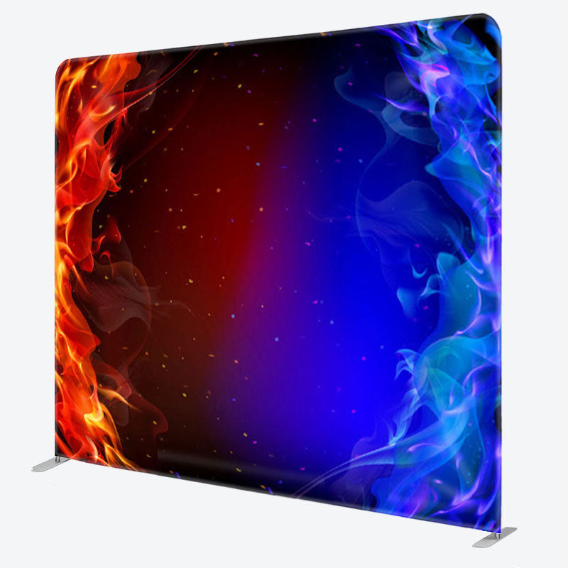 Aperturee - Aperturee Red And Blue Fire Battle Style Fabric Party Backdrop