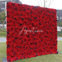 Aperturee - Aperturee Red And Purple Rose Artificial Flower Wall Wedding Decor