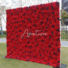 Aperturee - Aperturee Red And Purple Rose Artificial Flower Wall Wedding Decor