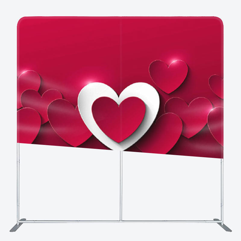 Aperturee - Aperturee Red And White Hearts Fabric Valentines Day Backdrop