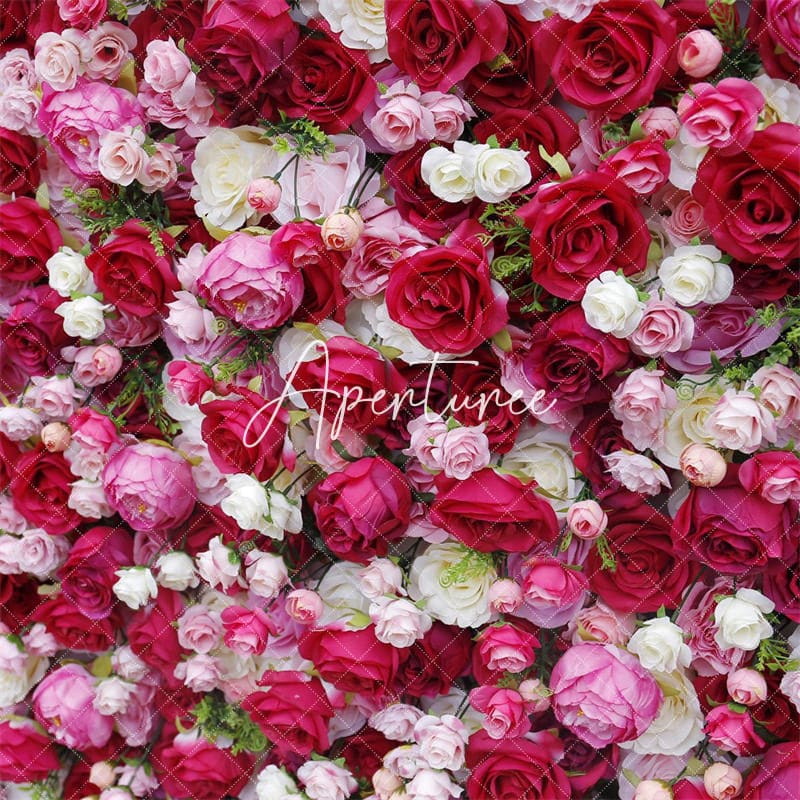 Aperturee - Aperturee Red And White Rose Flower Wall Wedding Party Decor