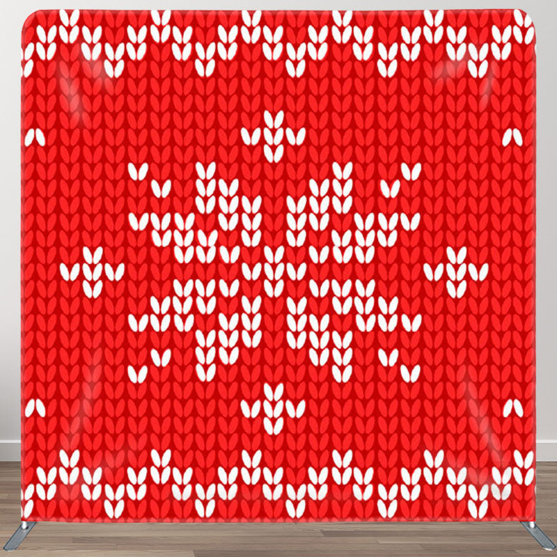 Aperturee - Aperturee Red And White Textile Flower Happy Christmas Backdrop