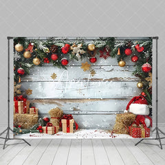 Aperturee - Aperturee Red Ball Decoration Christmas Photography Backdrop