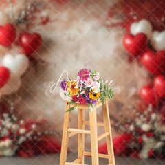 Aperturee - Aperturee Red Beige Abstract Wall Balloons Floral Backdrop