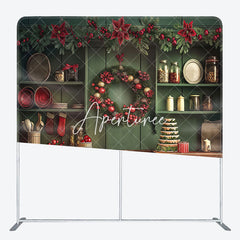 Aperturee - Aperturee Red Bells Green Leaves Kitchen Pillow Cover Backdrop