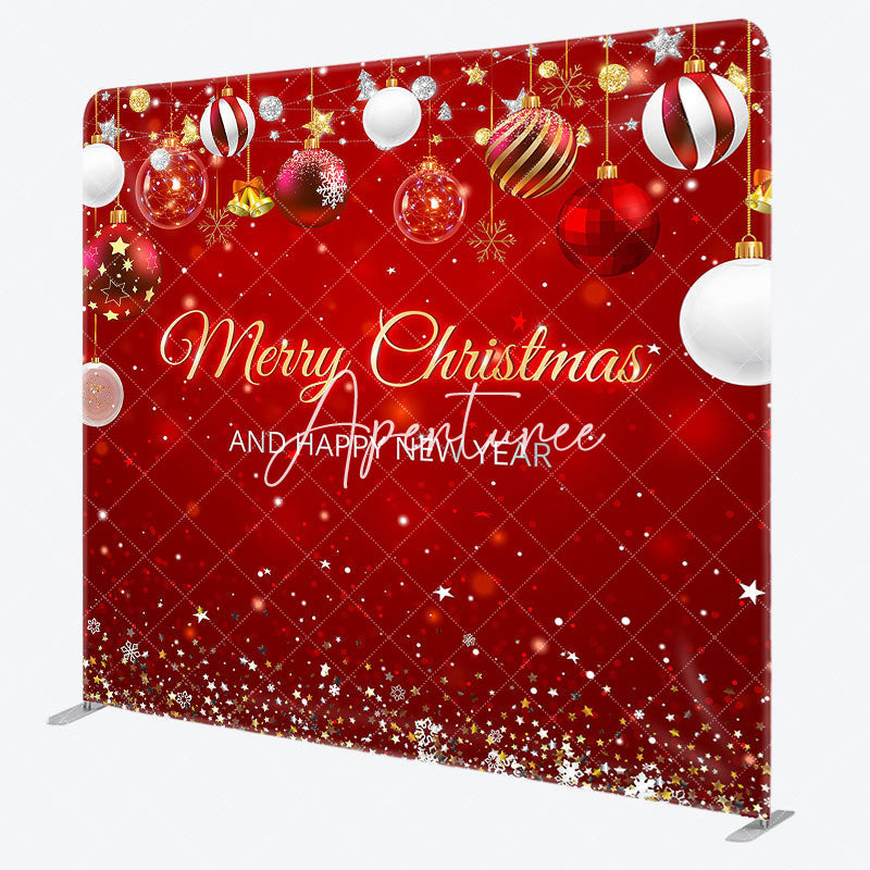 Aperturee - Aperturee Red Bells Merry Christmas Double-Sided Backdrop