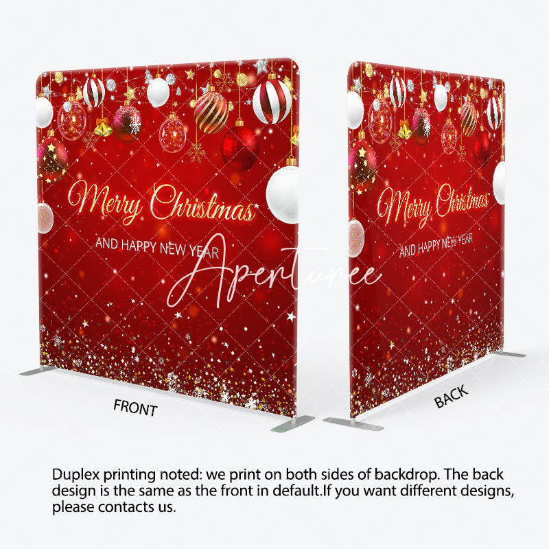 Aperturee - Aperturee Red Bells Merry Christmas Double-Sided Backdrop