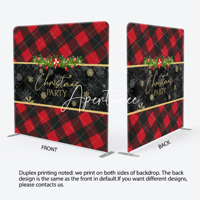 Aperturee - Aperturee Red Black Gingham Snowflake Pillow Case Backdrop