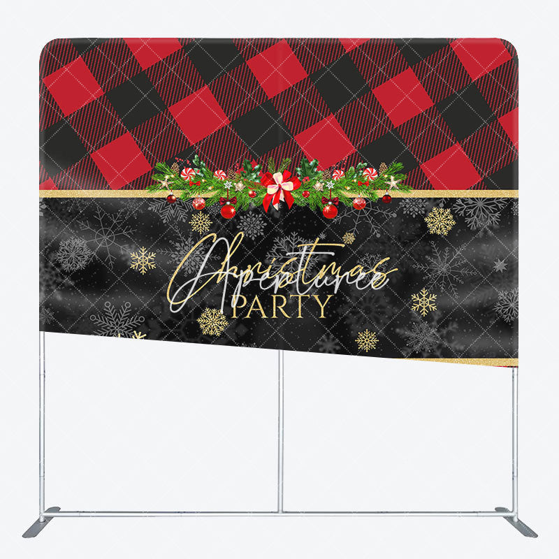 Aperturee - Aperturee Red Black Gingham Snowflake Pillow Case Backdrop