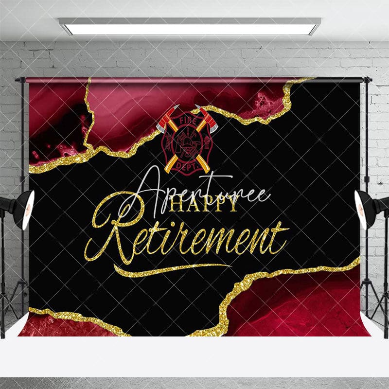 Aperturee - Aperturee Red Black Gold Marbled Firedept Retirement Backdrop