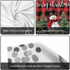 Aperturee - Aperturee Red Black Plaid Snowman Christmas Garage Door Banner