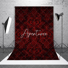 Aperturee - Aperturee Red Black Vintage Damask Backdrop For Photography