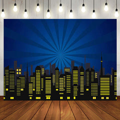 Aperturee - Aperturee Red Black Yellow City Scene Happy Birthday Backdrop