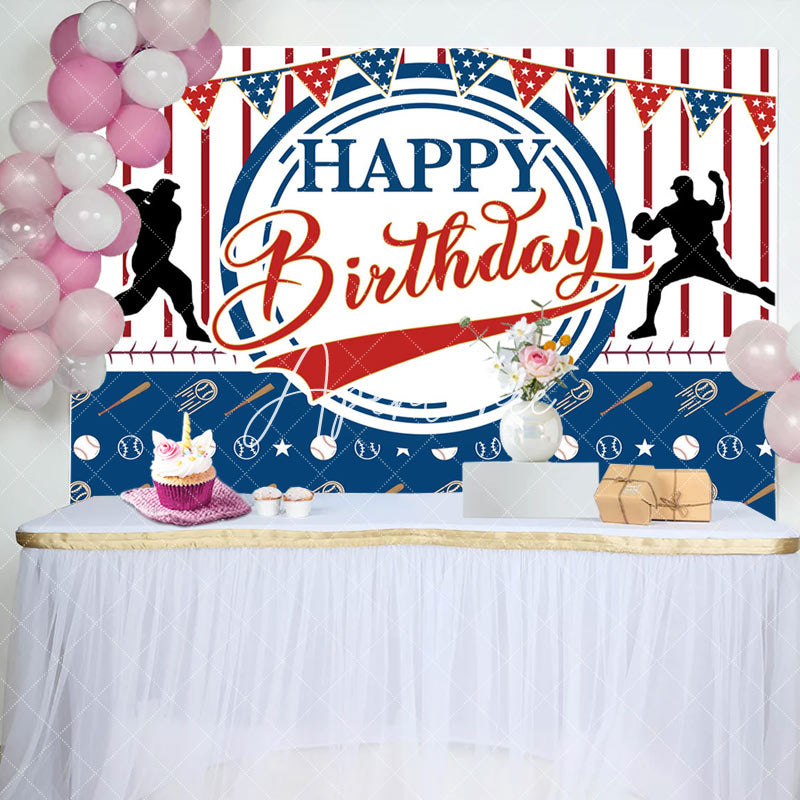 Aperturee - Aperturee Red Blue Golf Sports Flags Happy Birthday Backdrop