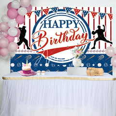 Aperturee - Aperturee Red Blue Golf Sports Flags Happy Birthday Backdrop