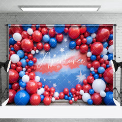 Aperturee - Aperturee Red Blue White Balloons Independence Day Backdrop