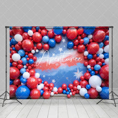 Aperturee - Aperturee Red Blue White Balloons Independence Day Backdrop