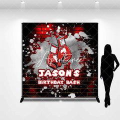 Aperturee - Aperturee Red Brick Wall Boxing Custom Name Birthday Backdrop