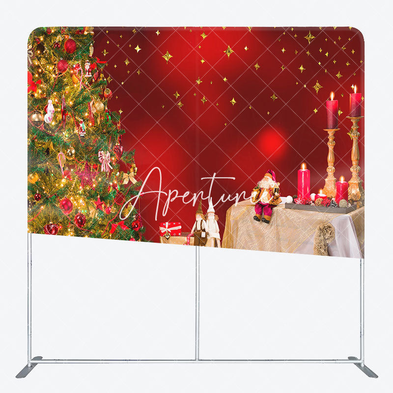 Aperturee - Aperturee Red Candles Bokeh Christmas Tension Fabric Backdrop