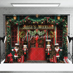 Aperturee - Aperturee Red Car Santa Workshop Christmas Room Set Backdrop