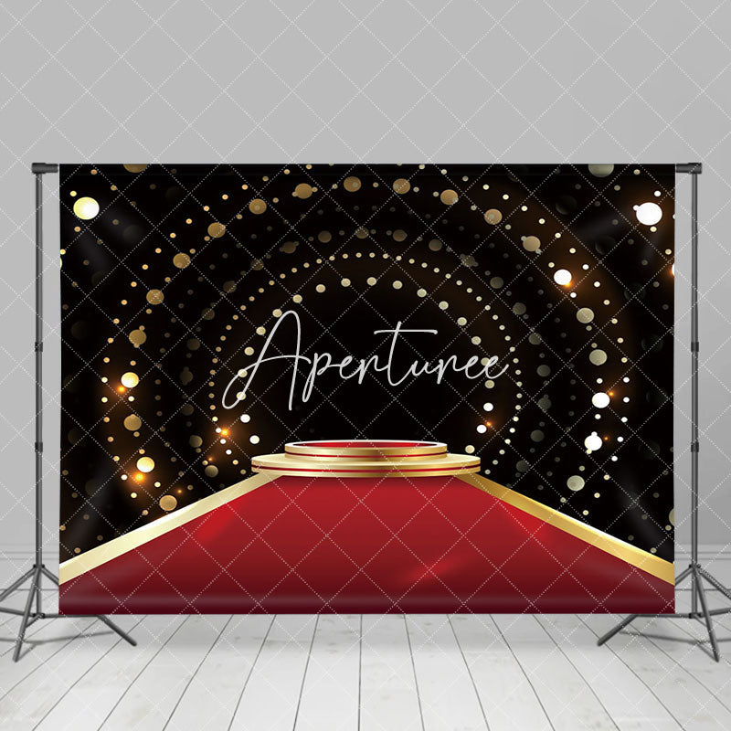 Aperturee - Aperturee Red Carpet Podium Gold Dots Photogrpahy Backdrop