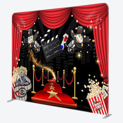 Aperturee - Aperturee Red Carpet Popcorn Fabric Backdrop Cover for Birthday