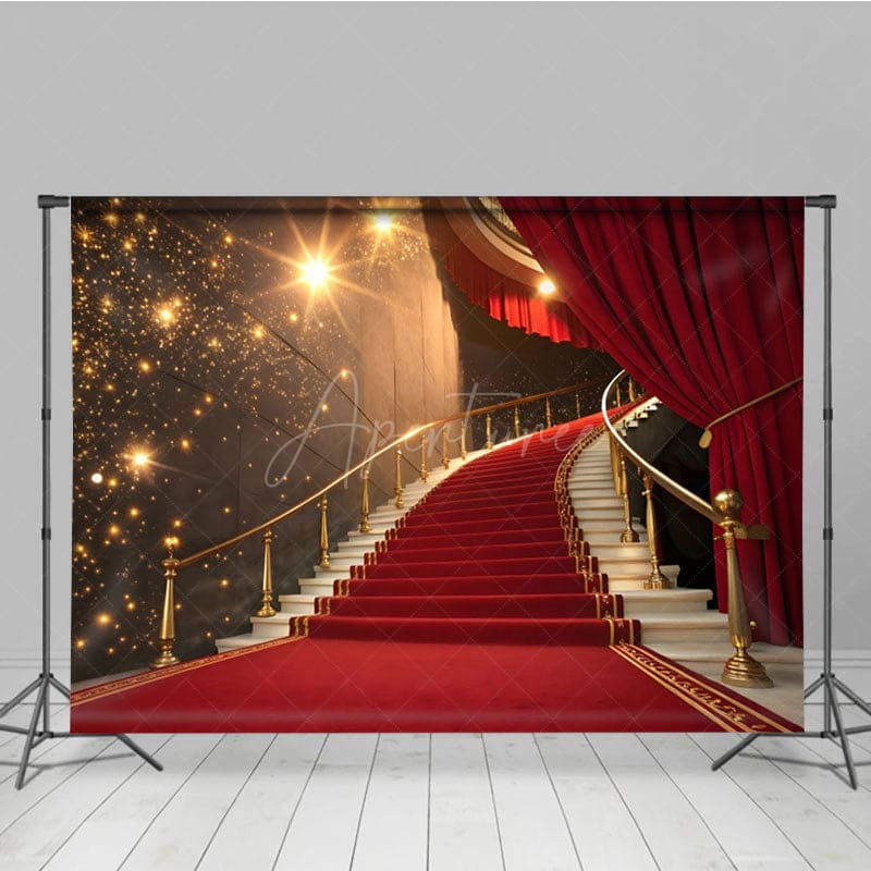 Aperturee - Aperturee Red Carpet Stage Lights Steps Shiny Welcome Backdrop