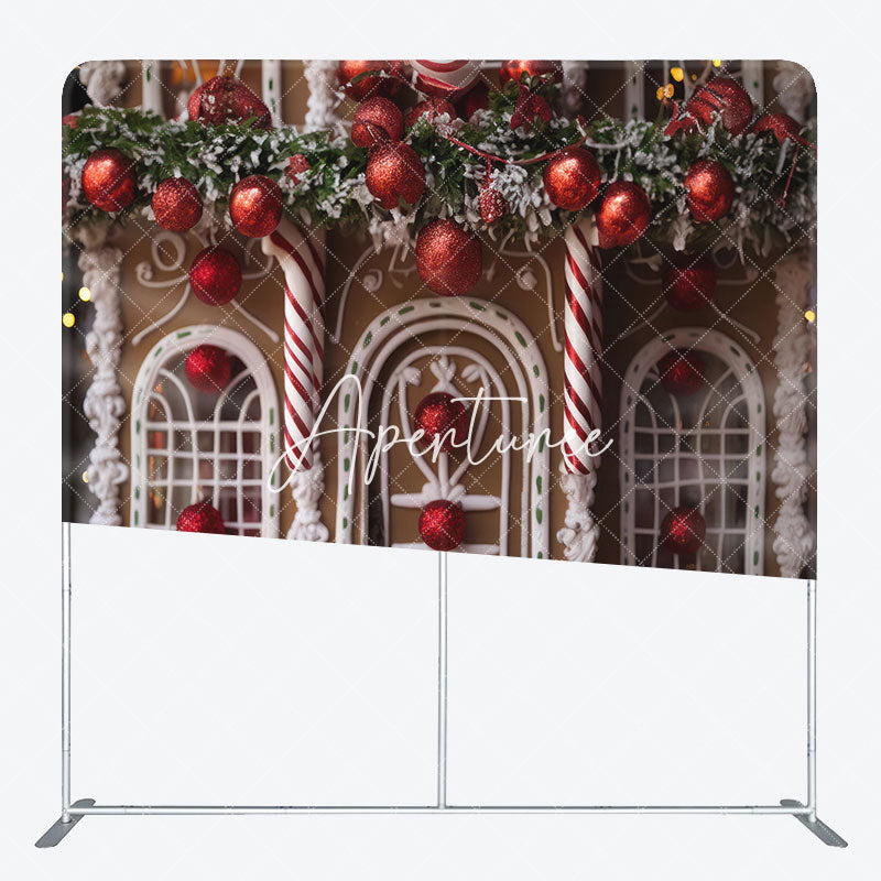 Aperturee - Aperturee Red Chocolate House Christmas Photo Booth Backdrop