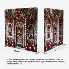 Aperturee - Aperturee Red Chocolate House Christmas Photo Booth Backdrop