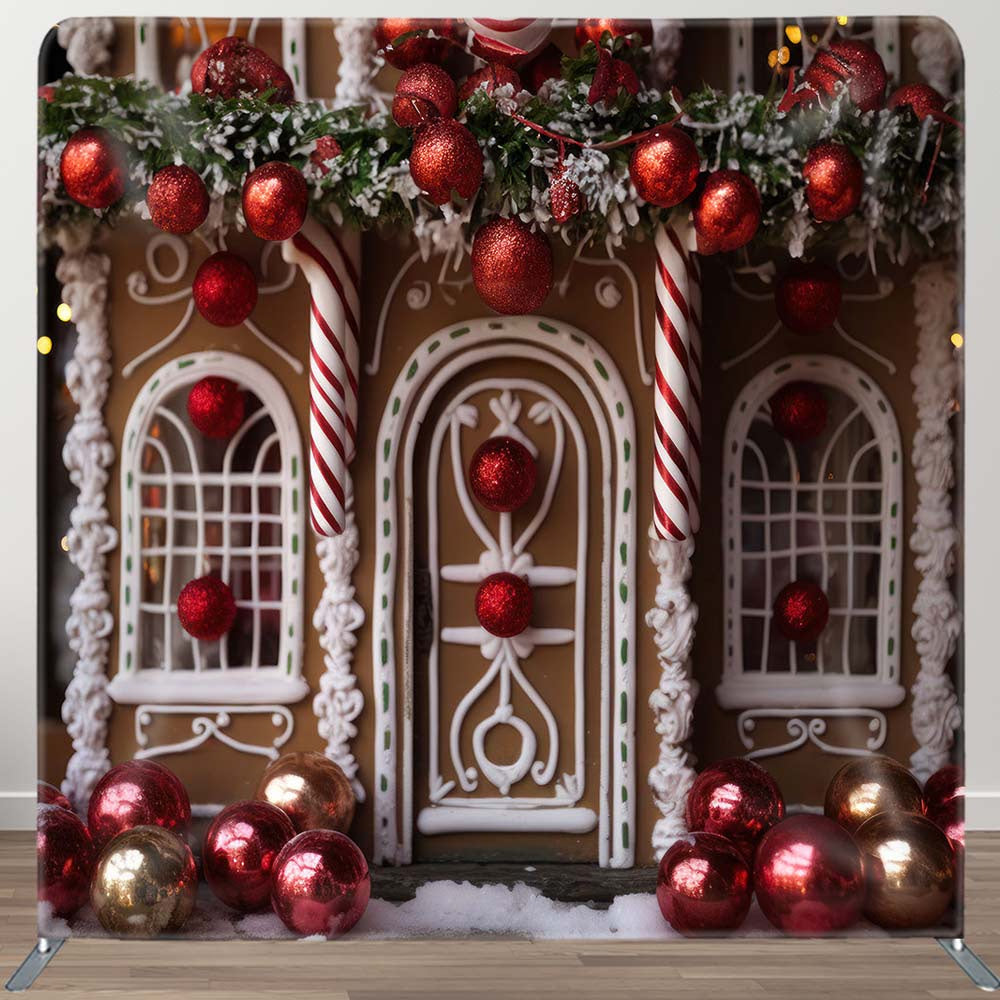 Aperturee - Aperturee Red Chocolate House Christmas Photo Booth Backdrop