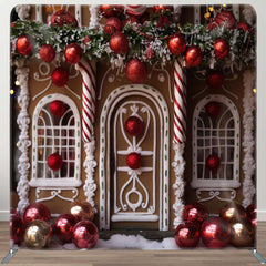 Aperturee - Aperturee Red Chocolate House Christmas Photo Booth Backdrop