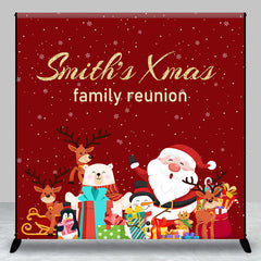 Aperturee - Aperturee Red Christmas Custom Name Family Reunion Backdrop