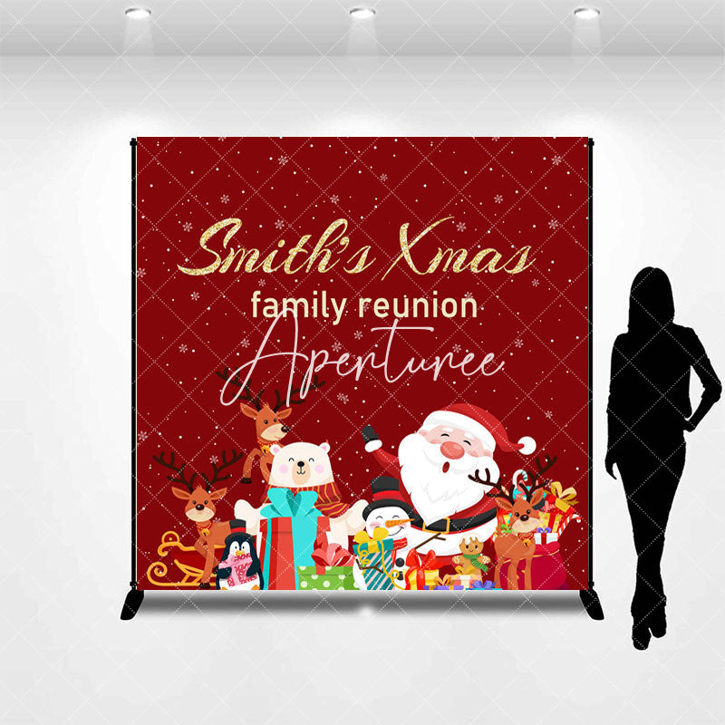 Aperturee - Aperturee Red Christmas Custom Name Family Reunion Backdrop