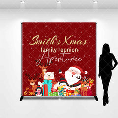 Aperturee - Aperturee Red Christmas Custom Name Family Reunion Backdrop