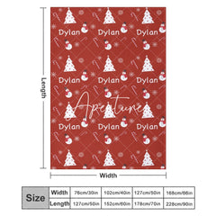 Aperturee - Aperturee Red Christmas White Tree Snowman Custom Name Blanket