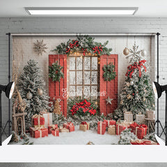 Aperturee - Aperturee Red Cozy Christmas Wonderland Photography Backdrop