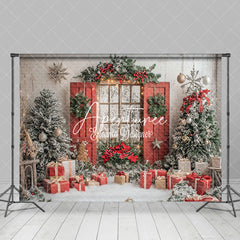 Aperturee - Aperturee Red Cozy Christmas Wonderland Photography Backdrop