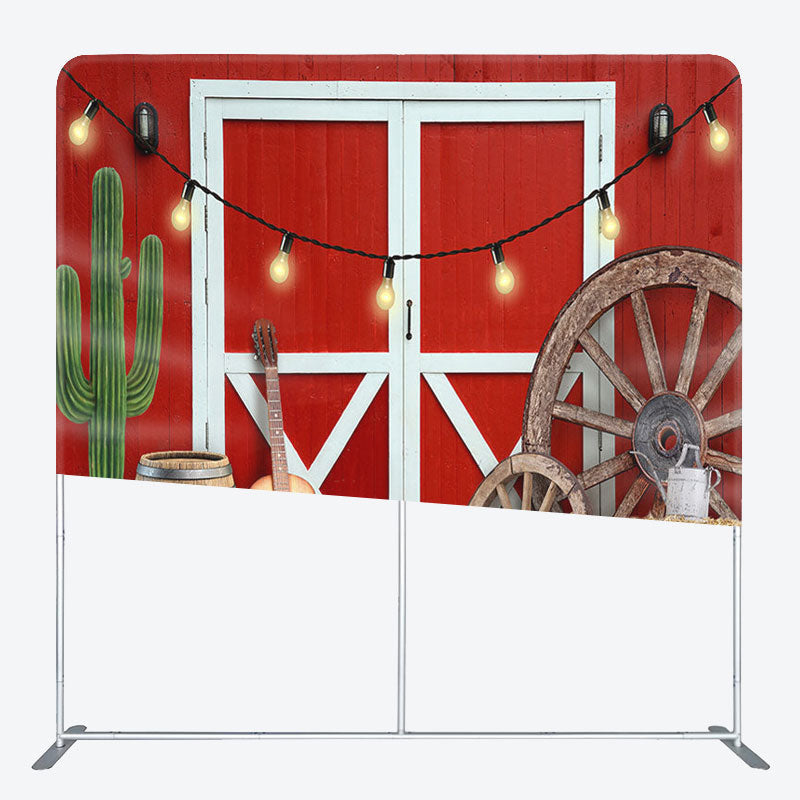 Aperturee - Aperturee Red Door Cowboy Fabric Backdrop Cover for Birthday