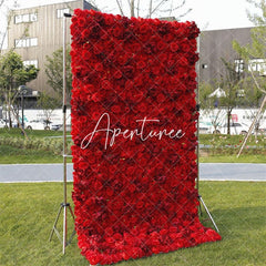 Aperturee - Aperturee Red Faux Flower Wall Panels Wholesale Party Decor