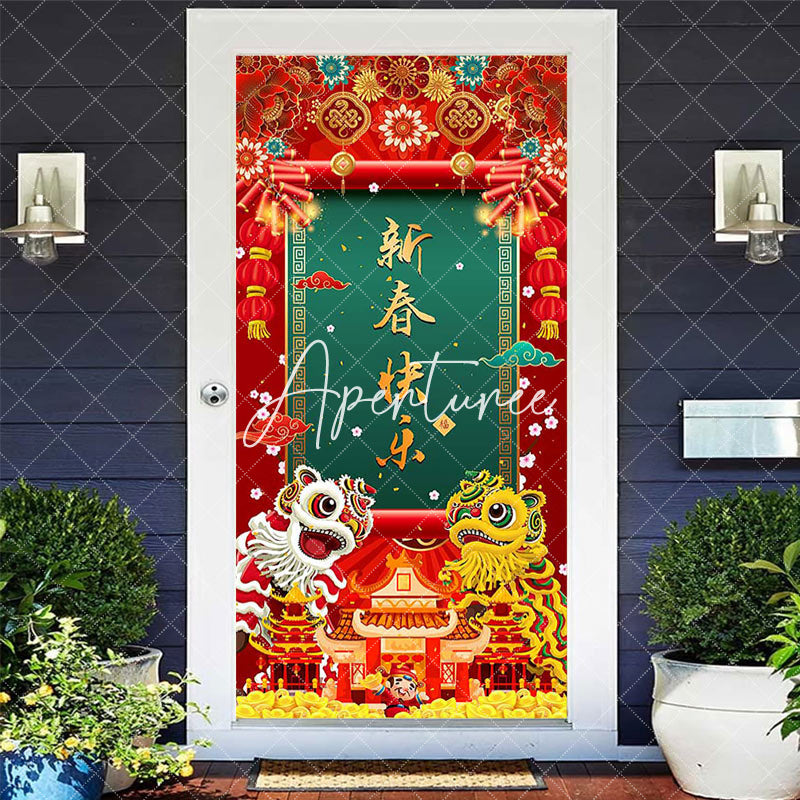 Aperturee - Aperturee Red Festive Firecracker Couplets New Year Door Cover