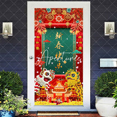 Aperturee - Aperturee Red Festive Firecracker Couplets New Year Door Cover