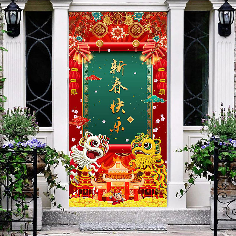 Aperturee - Aperturee Red Festive Firecracker Couplets New Year Door Cover