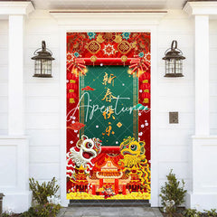 Aperturee - Aperturee Red Festive Firecracker Couplets New Year Door Cover