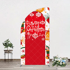 Aperturee - Aperturee Red Festive Print Merry Christmas Arch Backdrop