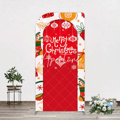 Aperturee - Aperturee Red Festive Print Merry Christmas Arch Backdrop