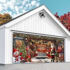 Aperturee - Aperturee Red Festive Santa Christmas Vibe Garage Door Banner