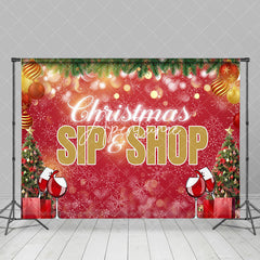 Aperturee - Aperturee Red Festive Sip Shop Bokeh Merry Christmas Backdrop