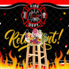 Aperturee - Aperturee Red Firefighting Firedept Happy Retirement Backdrop